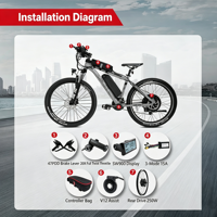 Moteur de roue arrière 48V 250W à entraînement rotatif, instrumentation en option