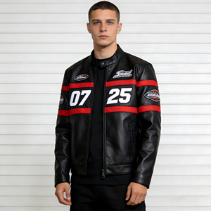 جاكيت جلد حقيقي للنساء والرجال، جاكيت جلد مُعتَّق، جاكيت دراجات نارية صيفي مع درع واقي وشعار مخصص بتصميم عتيق - Product Image 1