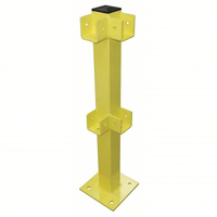 Poteau de garde-corps d'angle modulaire en acier 4x4 pouces, 2 niveaux de rail, embouts en caoutchouc, barrière de sécurité robuste pour entrepôt