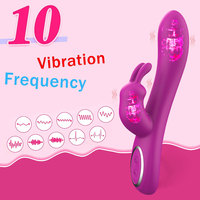 Silikon 2-in-1 Kaninchenvibrator für Frauen mit 10 Vibrationsmodi Zungenleckfunktion Rosenrot 100% Wasserdicht USB-Aufladbar
