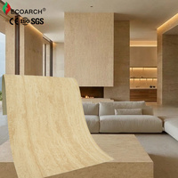 Panel Dinding Eksterior Batu Tiruan MCM Travertine, Lembaran Veneer Lunak Buatan, Papan Dinding
