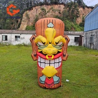 Décoration géante gonflable Tiki Totem, grande statue Tiki gonflable, souche Tiki gonflable avec éclairage LED