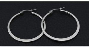 패션 힙합 스터드 귀걸이 남녀 공용 실버 골드 도금 컬러풀 대량 빅 서클 후프 라운드 플래트닝 스테인리스 스틸 - Product Image 6