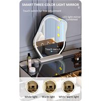 Coiffeuse intelligente avec chargeur sans fil et haut-parleur Bluetooth, table miroir LED 80/100/120 cm pour chambre à coucher