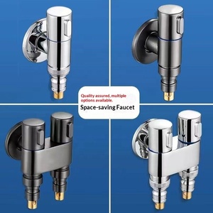 Robinet d'angle trois voies <span class=keywords><strong>pour</strong></span> toilettes domestiques, design moderne et simple, personnalisé en usine, avec pistolet pulvérisateur, une entrée, deux sorties - Product Image 3