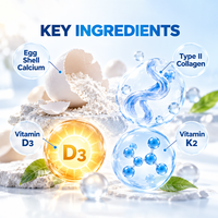 Capsules de calcium de coquille d'œuf, collagène de type II, vitamines D3 et K2, complément alimentaire pour la nutrition osseuse, OEM, ODM, marque privée, vente en gros