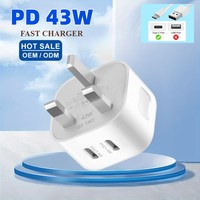 Chargeur USB-C à charge rapide OEM double PD 20W/21.5W/40W/43W avec protection OTP pour téléphones et tablettes