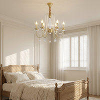 Lustre carré américain en laiton avec cristaux, LED, hauteur réglable, intensité variable, suspension centrale pour salon et salle à manger