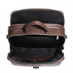 工場カスタムラージブラウンカウレザーブリーフケース男性用品質イタリアンレザーラップトップバッグメッセンジャーアタッチケースストラップ付き - Product Image 5