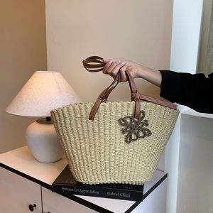 Borsa Tote Grande in Paglia Intrecciata Famiglia Luo, Nuova <span class=keywords><strong>Moda</strong></span> Retrò Casual per Vacanze, Spiaggia e <span class=keywords><strong>Shopping</strong></span> - Product Image 4