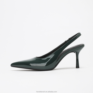 Sandalias de <span class=keywords><strong>Tacón</strong></span> Alto de 7.5cm con Punta en Pico y Logotipo Personalizado, Zapatos de <span class=keywords><strong>Tacón</strong></span> de Charol para Mujer, Diseño de Diseñador - Product Image 4