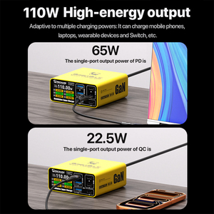 Estación de Carga Rápida MECHANIC M-POWER 110 <span class=keywords><strong>Pro</strong></span> de 6 Puertos <span class=keywords><strong>GaN</strong></span> 110W para Teléfonos Móviles, Tabletas, Talleres de Reparación, Viajes, Hogar y Oficina - Product Image 5