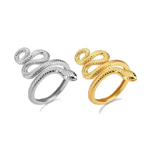 Rainbowking narin 925 ayar gümüş uzun yılan bildirimi takı 18k altın kaplama Minimalist yılan yüzük kadınlar için