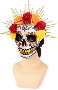 Masque de squelette en sucre Rose du Jour des Morts mexicain pour Halloween, fête costumée, unisexe, crâne en sucre - Product Image 4