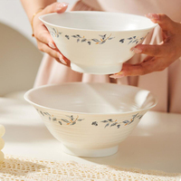 Ensemble de vaisselle en céramique fine, motif floral bleu minimaliste moderne, impression de décalcomanies, tasse, bol, assiette