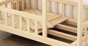 艾力晨现代简约木制儿童床架实木壁床，带家用家具护栏 - Product Image 5