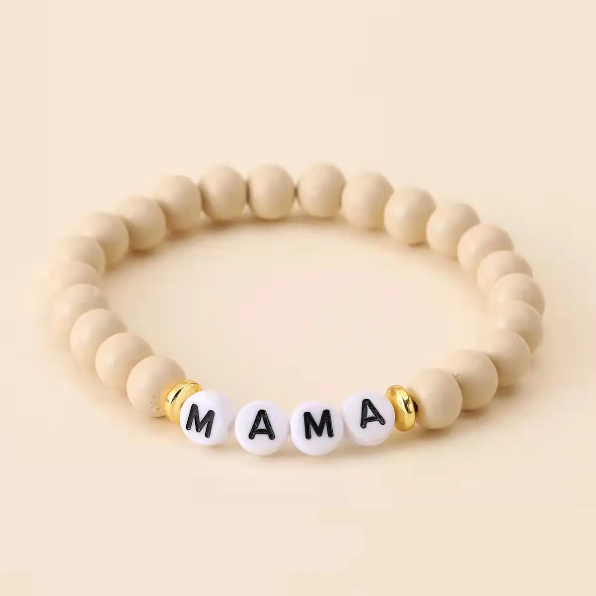 Nieuwe Bohemien Stijl Brief Mama Love Teach Houten Kralenarmband Sieraden Moederdag Cadeau