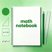 Cahier de mathématiques minimaliste à spirale, pages intérieures mixtes lignées et vierges, pour collège et lycée