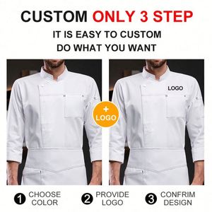Nouvelles tenues de travail de cuisine unisexes, manteaux noirs à manches longues, uniforme de restaurant, veste de chef - Product Image 3