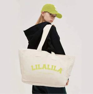 LILALILA Custom Printed Foldable Reusable Promotional Handmade Sewn Quilted Cotton Canvas Burlap Gentle Woman Oversized Tote <b>Bag</b> - Product Image 3