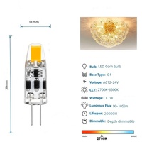 Ampoule LED G4 Mini COB 0705 de Haute Qualité AC/DC 12V-24V Dimmable Sans Effet Scintillant 1.1W 2700-6500K pour Lustre Résidentiel En Stock