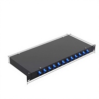 XINHAOZE 1U 19 pouces 12 ports LC Duplex Panneau de brassage fibre optique à montage en rack, boîtier métallique pour câblage LAN filaire et réseau centralisé ISP