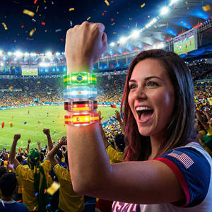 Pulsera Deportiva <span class=keywords><strong>de</strong></span> Silicona Suave con Luz Intermitente Luminosa con Diseño <span class=keywords><strong>de</strong></span> Bandera Nacional Personalizada para Fanáticos del Fútbol, Unisex - Product Image 3