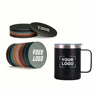 Posavasos Redondos y Cuadrados de Cuero PU con Grabado Láser y Logotipo Personalizado para Hoteles, Negocios y Regalos Promocionales - Product Image 1