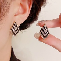Pendientes Colgantes Geométricos de Resina de Alta Gama con Diseño a Rayas, Estilo Japonés y Coreano, Material de Aleación, a la Moda