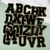 Usine directe en gros personnalisé lettre serviette patchs bricolage paillettes bord fer à repasser Alphabet Chenille broderie Patch pour vêtements