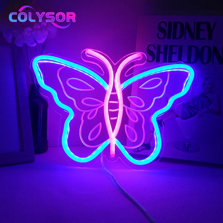 Kişiselleştirilmiş özel kelebek Neon düğün yatak odası iç mekan dış mekan dekorasyonu Led Neon ışık