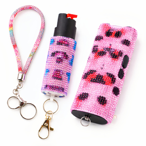 Wholesale 800 type Bling Rainbow Self Defense Spray Keychain with <b>LED</b> <b>Flashlight</b> and Wrist Strap for Women - Product Image 4