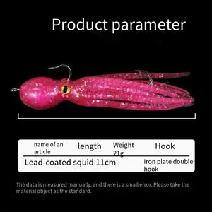 Aotuo Esche Artificiali Morbide a Forma di <span class=keywords><strong>Calamaro</strong></span>/Polpo Realistico da 11cm 21g con Piombo Interno e Doppie Ancorette Ausiliarie per la Pesca in Mare da Barca - Vendita Calda - Product Image 2