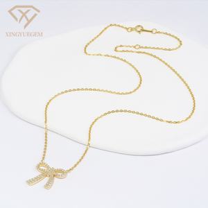 Collier pendentif nœud papillon en argent sterling 925 de haute qualité, design tendance, avec moissanite taille brillant rond - Product Image 3