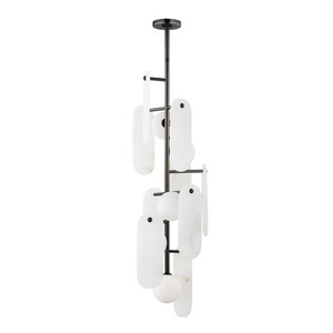 Schwarzer <span class=keywords><strong>Veko</strong></span> Alabaster Moderner Klassischer Bar-Kronleuchter Messing Lange Hängelampe Fernbedienung LED Innenbeleuchtung Esszimmer - Product Image 6