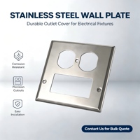 Plaque murale double 2 modules en acier inoxydable 430, prise duplex décorative, GFCI, norme NEC, pour usage intérieur commercial, OEM