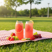 Bouteilles de jus en plastique transparent PET, boîtes de conserve de qualité alimentaire avec couvercles, capacité de 16 oz pour le thé, les bonbons, les boissons
