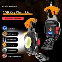 Lampe de travail porte-clés multifonctionnelle, briquet rechargeable, portable, camping, réparation automobile, LED, lumière forte, mini lampe