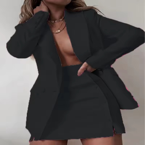 La última tendencia de otoño, conjunto de 2 piezas de traje y vestido casual elegante de color sólido para mujer de oficina. - Product Image 4