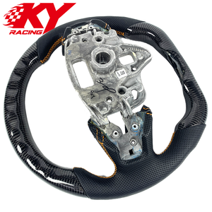 Volante deportivo personalizado de fibra de carbono y cuero con costuras naranjas, LED e indicador de RPM para Cadillac CT4 CT5 CT6 ATS CTS XT4 XT5 - Product Image 3