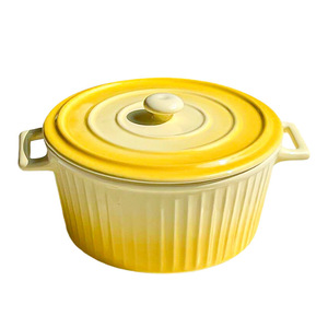 Olla de cerámica con doble asa para sopa, gran capacidad, color degradado, apta para microondas, para uso doméstico. - Product Image 5