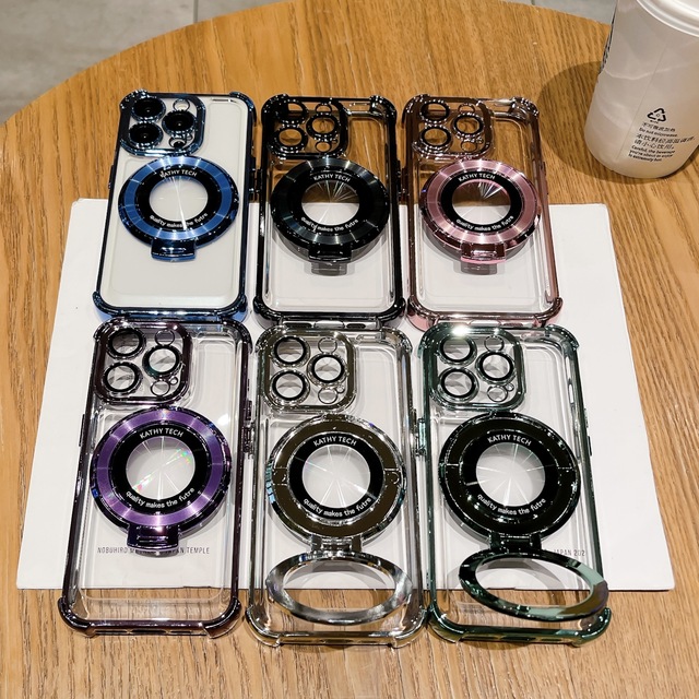 Fashion Magnetic Kickstand Clear Phone Case Transparent Stand Holder Phone Cover Case for iPhone 17 16 Pro Max
