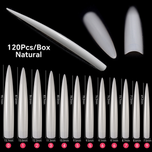 120 Uñas Postizas Stiletto Extra Largas por Bolsa, Transparentes, Naturales, de ABS, Cobertura Completa, Pre-diseñadas, Estilo Francés, para Manicura Profesional - Product Image 6