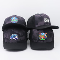 Casquette de baseball ajustable à 5 panneaux en PVC, motif camouflage foncé, perforations laser, visière incurvée, pour club de golf, personnalisable