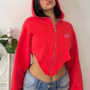 High Quality Custom Logo Street Wear Unisex Sweatshirts Wholesale Silk Screen Printing <b>Red</b> Zip up Asymmetrical <b>Hoodie</b> <b>Women</b> Top - Product Image 6