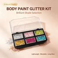 Palette de 6 couleurs de peinture corporelle scintillante écologique non toxique, gel à paillettes épaisses, kit de maquillage sûr pour la peau, le visage et les cheveux pour enfants