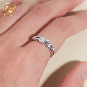 Anillo de Diamantes Cultivados en Laboratorio de Plata de Ley 925, Diseño de Burbuja, Doble Banda, Anillo de Compromiso para Mujer, Joyería Fina para Boda - Product Image 5