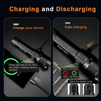 Lampe torche tactique Helius YD-01 puissante, 1350 lumens, portée 650 m, avec affichage de la puissance, rechargeable et zoomable.