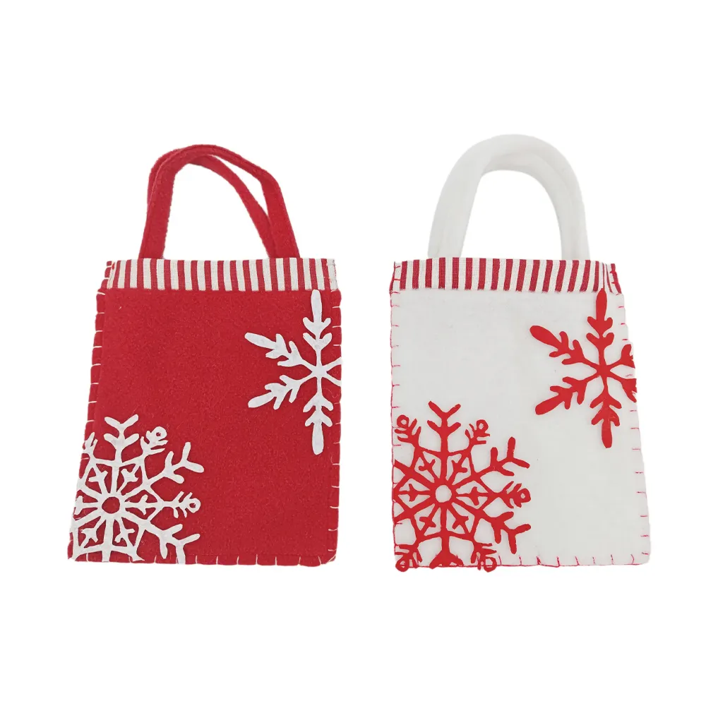 Christmas Fabric Toys Non Woven Felt Candy Bag Ornaments Christmas Snowflake Treat Bag Decorations