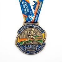 Médaille sportive en métal en alliage de zinc gaufré 3D à émail souple, directement du fabricant, pour la compétition de marathon urbain